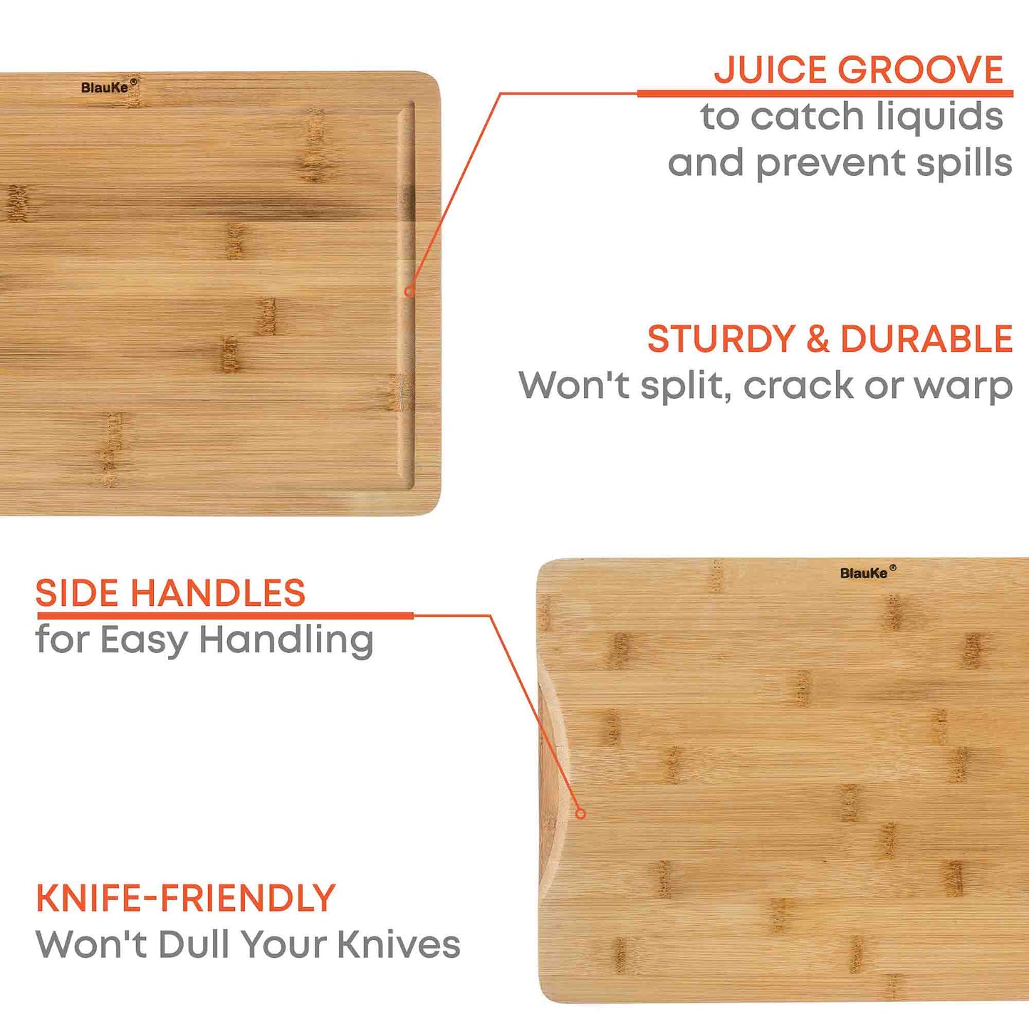 Wood Cutting Board for Kitchen 15x10 inch - Wooden Serving Tray -