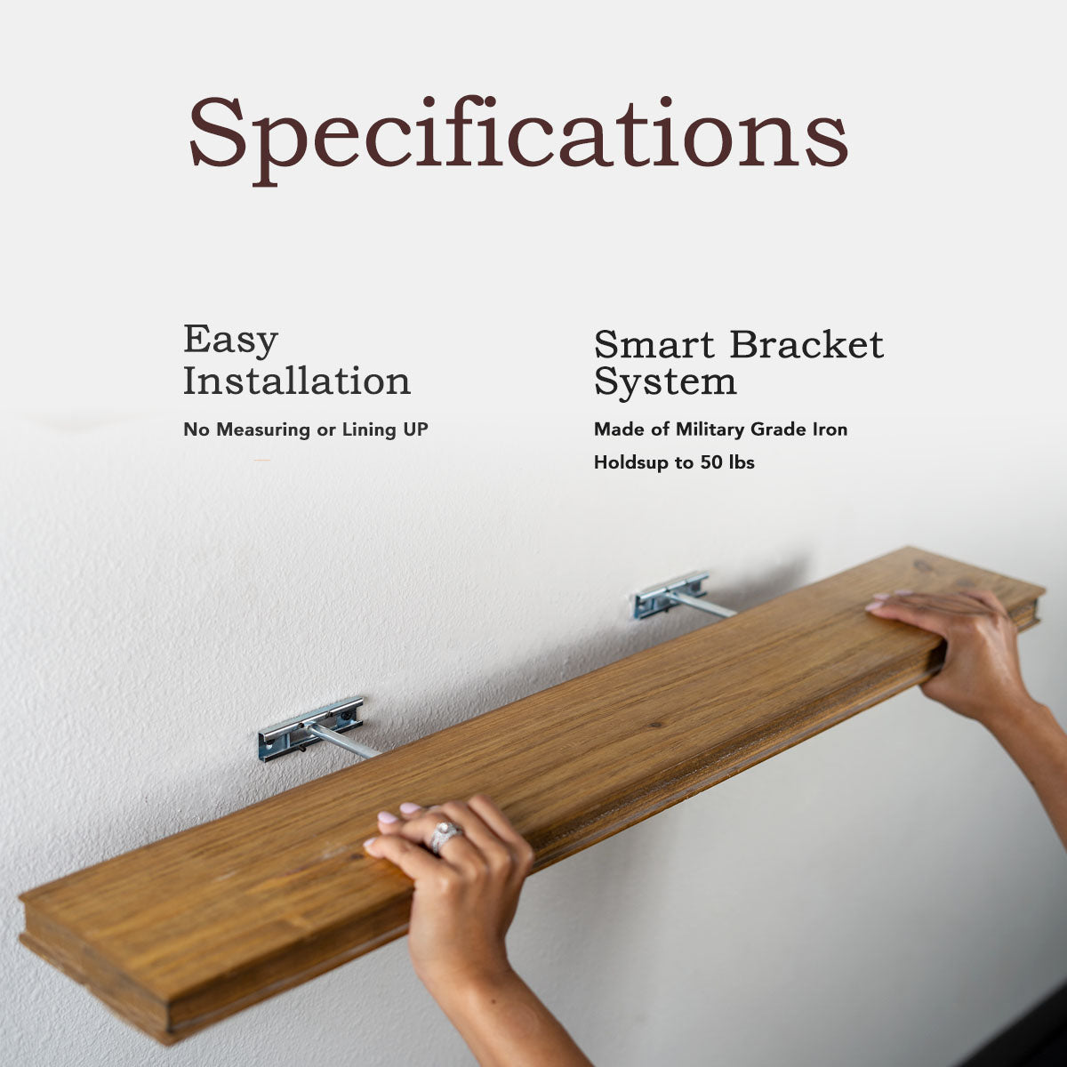 Connie (Light Walnut) - Floating Shelves, Rustic Wood Shelves Wall