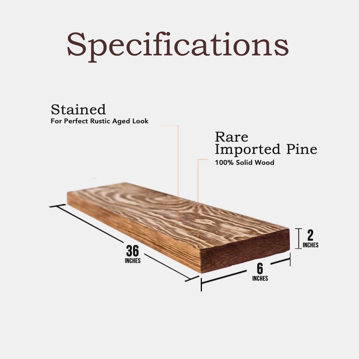 Connie (Light Walnut) - Floating Shelves, Rustic Wood Shelves Wall