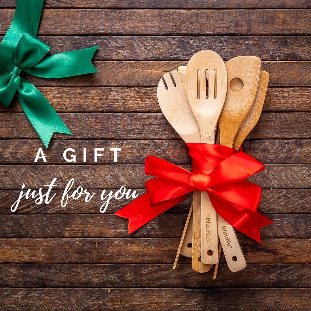 Wooden Spoons for Cooking 7-Pack - Bamboo Kitchen Utensils Set for